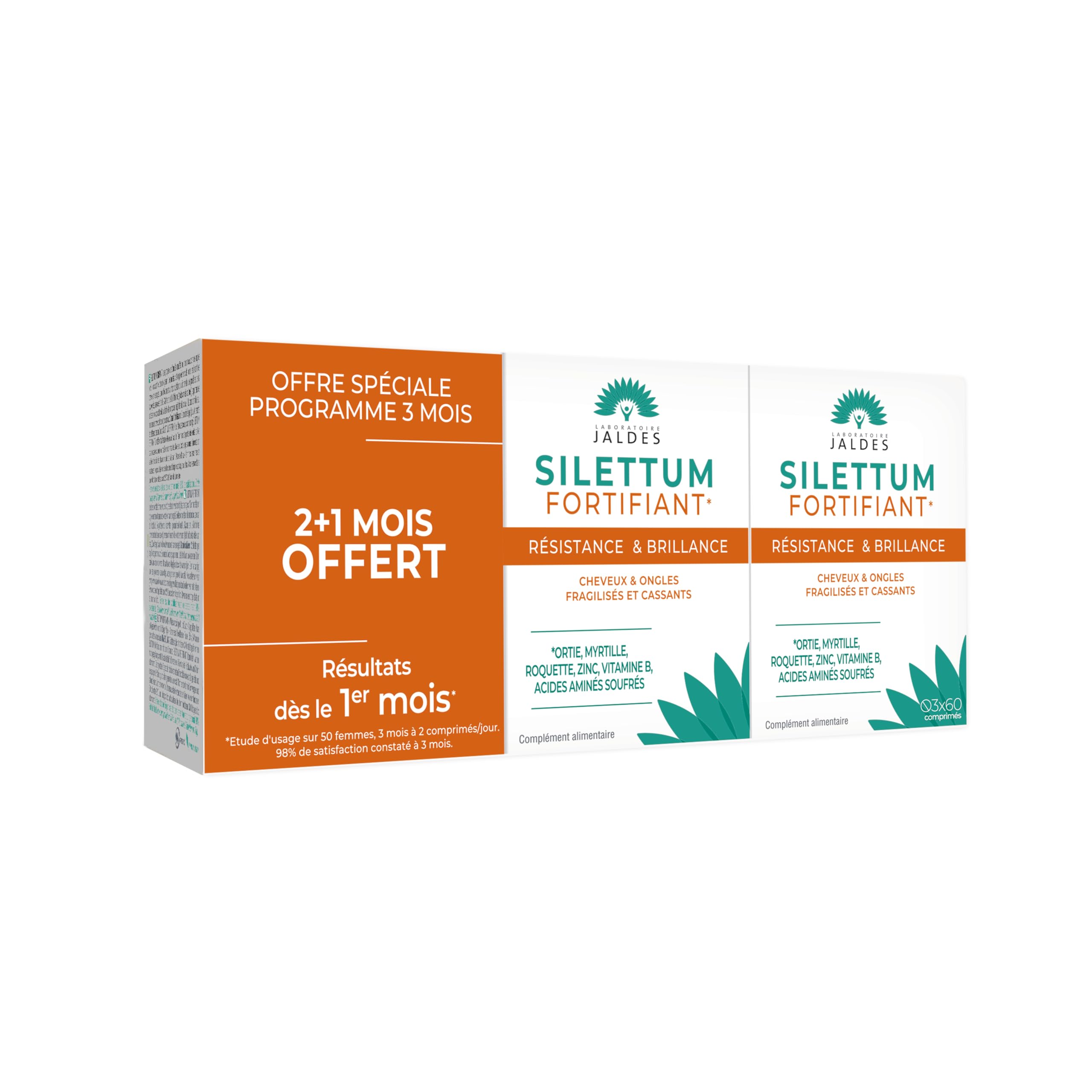 SILETTUM Fortifiant Pack Eco 180 Comprimés | Renforce les Cheveux et Ongles Fragiles et Cassants | Pour Cheveux et Ongle