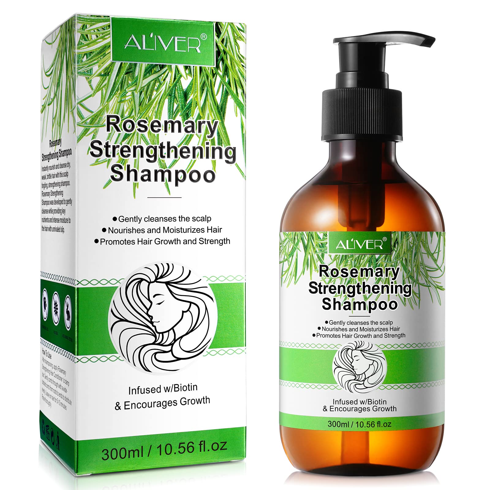 Romarin pousse Cheveux Shampooing 300ML pour Cheveux Secs et Cassants Anti-Perte de Cheveux Savon